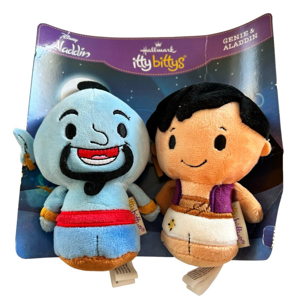 Hallmark Disney Itty Bittys Aladdin and Genie Plush Set of 2 Stuffed Toys New